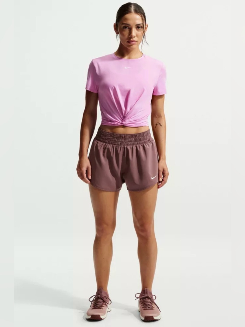 Nike Women’s One Dri-FIT Mid-Rise 3” Brief Lined Shorts XL Mauve Pink Training